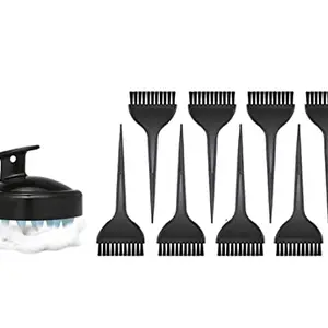 Famecia 8 Pcs Hair Dye Brushes Color Tint Applicator for Salon Use Home DIY Dyeing, Black with shampoo brush