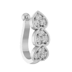 VAMA FASHIONS Stylish Non Piercing Silver Plated Clip On Nose Pin Pressing Type Nose Ring Stud for Women & Girls