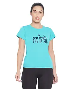 Clovia Women's Comfort Fit Short Sleeve Sports T-Shirt (AT0161P36_Teal_S)
