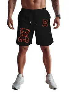 Scott FINCHER Men's Black Color Graphic Printed Shorts - Teddy