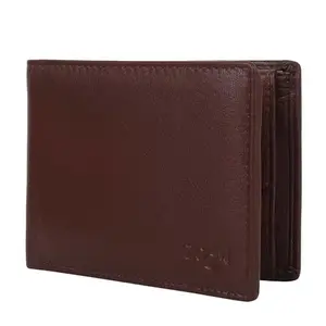 Zoom Shoes RFID Protected Genuine Leather Wallets for Men ZW-28322 | 9 Credit/Debit Card Slots | 2 Currency Compartments |1 Coin Pocket with Button (Brown)