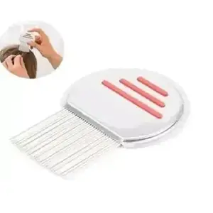 PAOUD Fine Metal Teeth Stainless Steel Lice & Nits Removal Comb for All Hair Types | Heavy Duty Nit-Free Terminator Lice Comb for Kids, Women, and Pets (Pack of 1) (Silver_Orange)