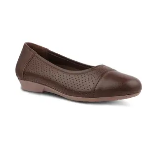 Medifeet Genuine Leather Ballet Flats with Arch Support for Women's (Brown, 6)