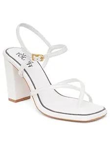 Shuz Touch Women Casual Solid Block Heels Strap Sandals - White | Size : 6