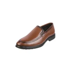 Metro Men Tan Leather Formal Low-Heel Slip-On Shoes UK/9 EU/43 (19-431)
