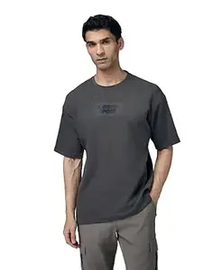 TECHNOSPORT Men Polyester Oversized Striped Crew Neck Half Sleeve T-Shirt with Technocool+, Quick Dry for Gym, Sports and Regular Use