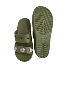 RAJU FOOTWEAR Sliders for Women|| Comfort Trendy Stylish Fashionable Slippers For Women||Flip Flops for Women||Slides for Women. (Green, UK Footwear Size System, Adult, Women, Numeric, Medium, 5)