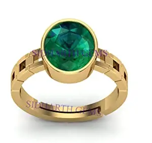SIDHARTH GEMS 3.25 Ratti 2.00 Carat Certified Natural Emerald Panna Panchdhatu Adjustable Rashi Ratan Gold Plating Ring for Astrological Purpose Men & Women(Lab Approved)