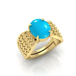 3.25 Ratti to 21.25 Firoza Stone Ring Turquoise Gemstone Gold Plated Adjustable Ring For Man Woman