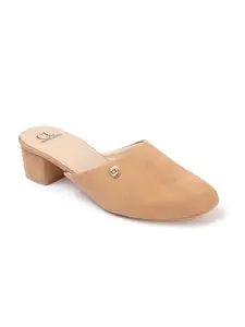 Carlton London Women Brown Stylish Slip-on Casual Wear, Party and Formal Wear Mule with Block Heels (36)