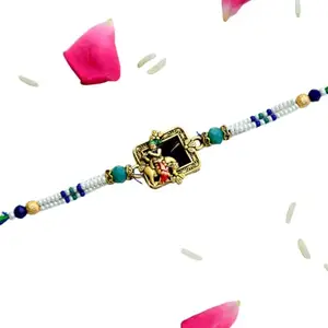 CraftEarth - Crafting Your Curiosity Handcrafted Krishna Rakhi | Divine Beaded Rakhi for Brother – RK-218