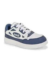 AADI Men's White Blue Comfortable Lightweight Outdoor Lace Up Classy Running Walking & Gym Casual Sport Shoes