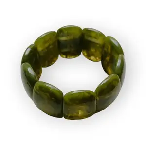 Handcrafted Unique Stylish Olive Green Resin Stretch Bracelet, Translucent Statement Piece Fashion Jewellery for Girls and Women