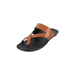 Metro Men Tan Faux Leather Slip-on Casual Chappal UK/9 EU/43 (16-961)