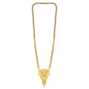 MEENAZ Mangalsutra For Women Girls Ladies Wife Temple South Indian Traditional 1 Gram Gold Stylish Maharashtrian Long Double Chain Wati Mangal sutra Pendant Tanmaniya Black golden Nallapusalu Chains