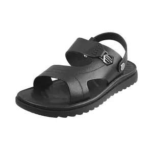 Mochi J.fontini Men's Black Faux Leather Stylish Round Toe Sandals-UK/11.5 EU/46 (60-1359)