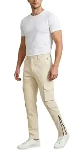 Zuneshia Men's Premium 100% Cotton 8-Pocket Cargo Pants | Tactical Utility Trousers with Adjustable Ankle Zippers