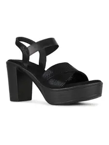 Inc.5 Womens Black Party Wear Solid Round Toe Platform Heel Sandals
