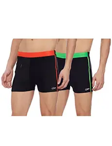 I-Swim Mens Costume Is-010 Size Xl Black/Orange With Is-010 Size Xl Black/Lime Pack Of 2 And Earplug Is-406