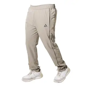 Adwan Sports Men's Track Pants, Slim Fit, Lightweight Polyester Blend, Athletic Joggers for Gym, Sports and Training, Grey (in, Alpha, L, Beige)