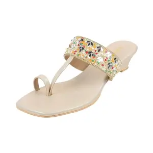 Mochi Women Gold Ethincwear Wedge Heel Sandal UK/6 EU/39 (35-989)
