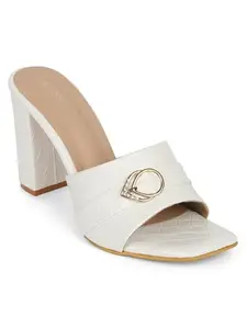 ICONICS Women Heeled Sandals,White,41