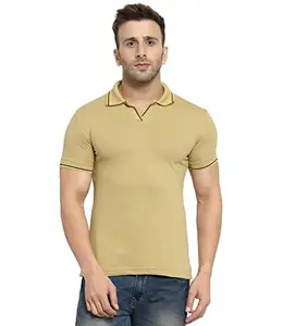 Scott International Polo T-Shirts for Men - Collar Neck, Half Sleeves, Cotton, Regular fit Stylish Branded Solid Plain Tshirt for Men- Ultra Soft, Comfortable, Lightweight Polo T-Shirt Beige