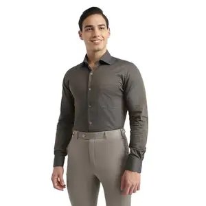 Raymond Men Contemporary Fit Structure Pattern Pure Cotton Cutaway Collar Full Sleeve Formal Shirt (Size: 42)-RISZ00632-O6 Dark Brown