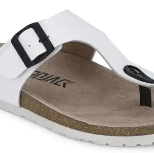 AFROJACK Men's Orginal Leather Sandals|Casual Sliders (White), 6 UK