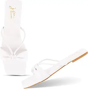 JM LOOKS Open Toe Flat with Comfortable Sole For Womens & Girls NK-11-White-36-X