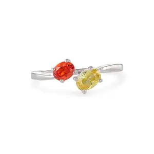 Mia by Tanishq Citrine Sunshine & Garnet Glow Silver Finger Ring