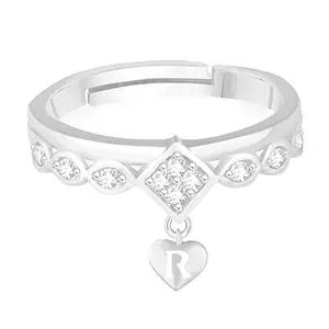 Kanak Jewels New Hanging Letter R Cubic Zirconia Valentine Love Ring alphabet Brass
