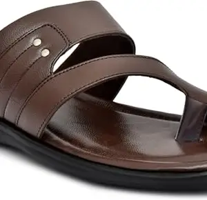 XAVIER INTERNATIONAL Men's Flip Flop Synthetic Leather Slipper |Brown |10 |G_2052-BROWN-10|