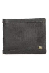 Allen Solly Men Grey Textured Genuine Leather Wallet