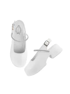 Shoetopia Round Toe White Pumps Bellies for Women & Girls-EU41