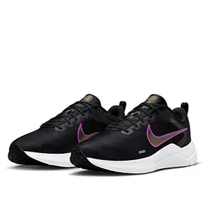 Nike Mens Downshifter 12 Black/Vivid Purple-Gold Suede-White Running Shoe - 7 UK (8 US) (DD9293-007)