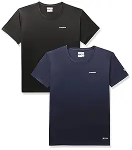 Charged Energy-004 Interlock Knit Hexagon Emboss Round Neck Sports T-Shirt Black Size 2Xl And Charged Play-005 Interlock Knit Geomatric Emboss Round Neck Sports T-Shirt Navy Size 2Xl