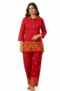 Fashion Secret Women Printed Kurti Pant Set |Shirt Style Kurti with Palazzo | Casual