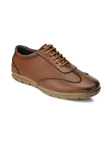 BIRGOS Mens Lace-up Corporate Casual Shoes (BIR-AKSH060A) (Beige, Numeric_10)