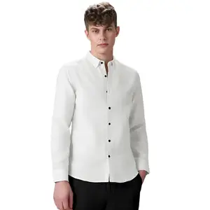 Zens & Mens Casual Linen Full Sleeve Mens Shirt (in, Alpha, 2XL, Regular, White)
