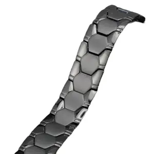 Charismatic Classic Magnetic Bracelet for Men 316L pure Stainless Steel Double Row 4 Elements Magnet Energy Bracelets, Ultra Strength 3500 Gauss Magnets Jewelry Gifts (Black)