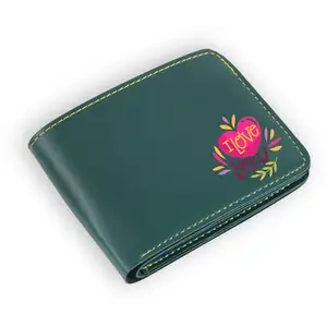 NAVYA ROYAL ART Men's Leather Wallet - I Love You Design Printed Wallet - Green Color