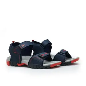 Asian Mens VISTARA-15N Casual Sandals with adjustable velcro closure for easy wear with flexible fitting and trendy and stylish looks ideal for everyday use for mens as well as boys-VISTARA-15NNVYRD-8