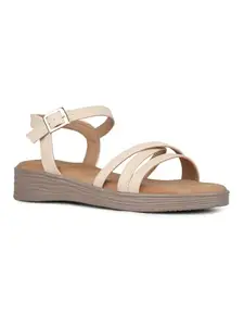 Inc.5 Womens Cream Casual Strappy Round Toe Sandals