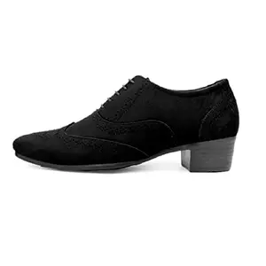 YUVRATO BAXI Men's 2 Inch Heel Height Increasing Black Casual lace-Up Brogue Shoes-10 UK