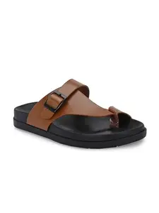 San Frissco Men's Sandals with Open Toe Strap/Perfect Fit for Summer and Rainy Season Easy to Walk Anti-Sweat Slipper, Chappal/Stylish Casual Trendy Floaters - 9 (Tan)