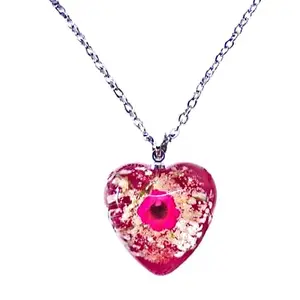Real Natural Dried Flower Resin Pendent Necklace - Heart Of Nature