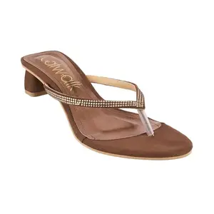 Catwalk Women Stylised Chunky Heels T-Straps 10926 (Copper-7)