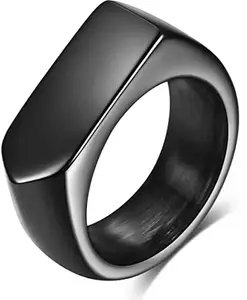KRYSTALZ Black Titanium Plain Mens Finger Rings Stainless Steel (Pack Of 1 Piece) (18)
