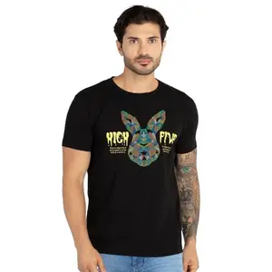Status Quo Mens Solid Round Neck T-Shirt Black